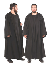 Merlin Cotton Black – Medieval Viking Cotton Canvas Hooded Robe